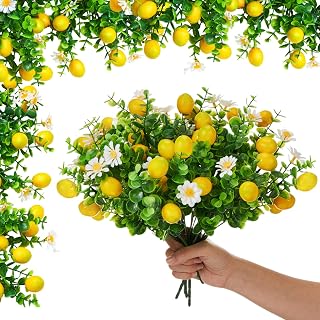 10 Pack Artificial Lemon Branches with Green Leaves Daisies