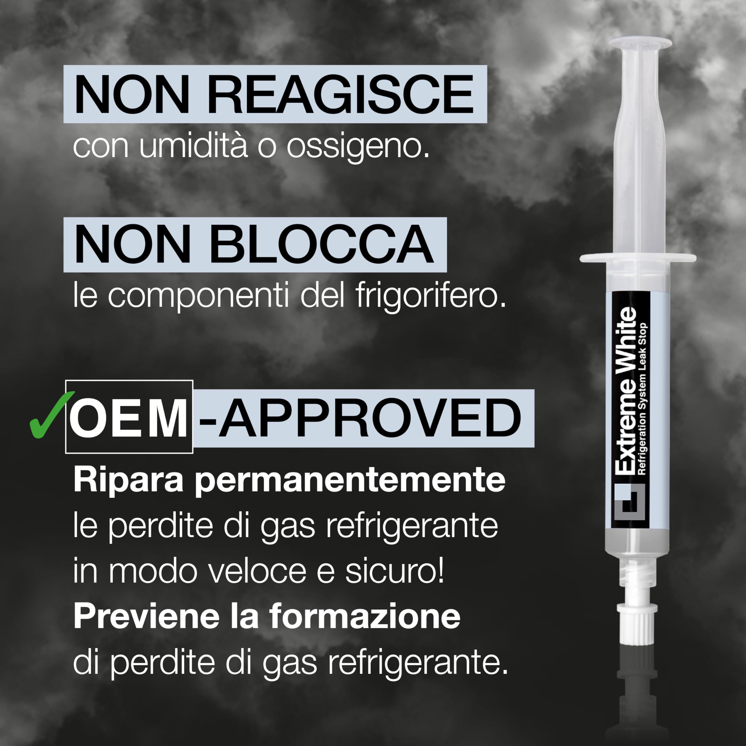 ERRECOM Extreme White - 6 x 12 ml, Turafalle per Frigoriferi con compressore ermetico e con R600 - R290 – R134a, include adattatore 1/4 SAE