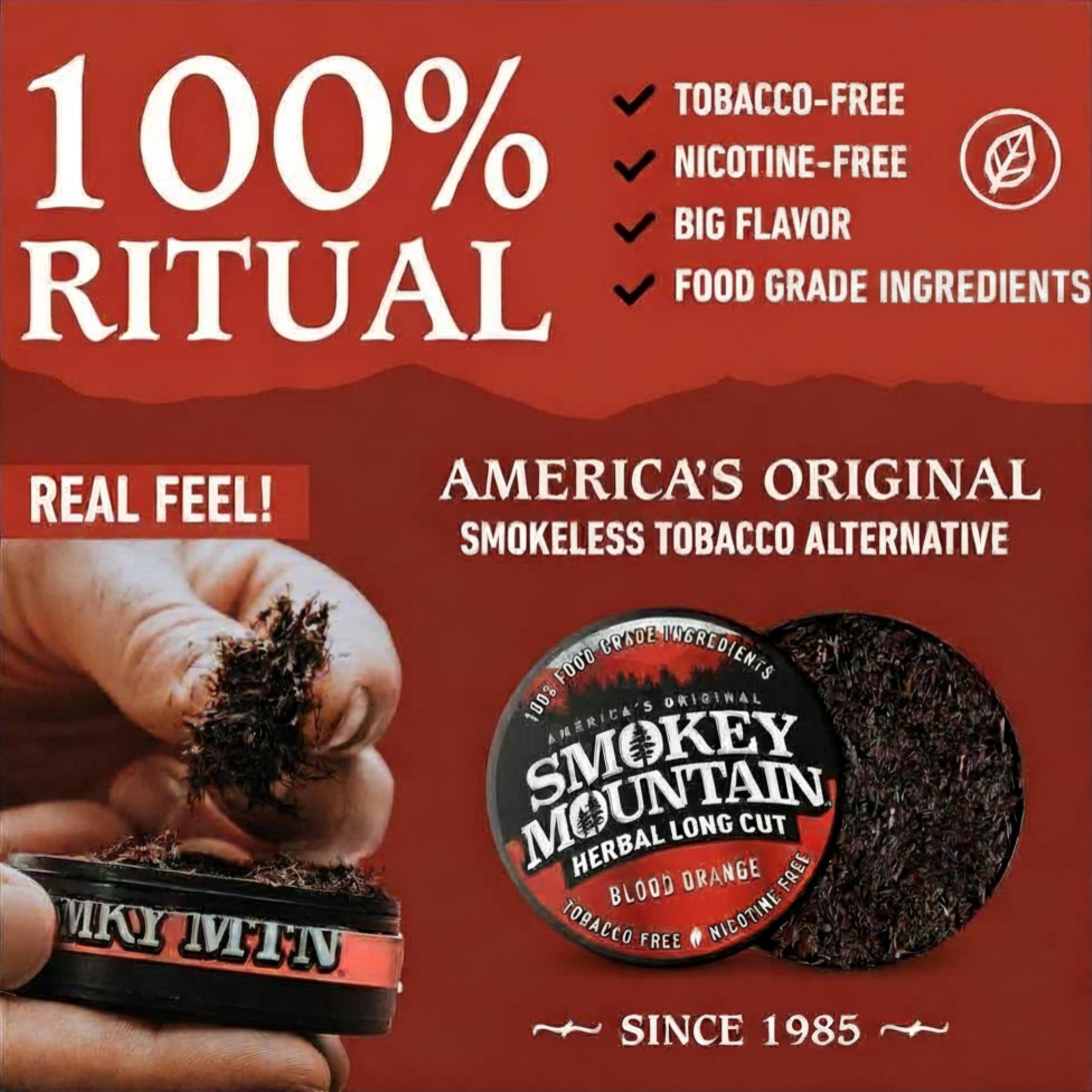 snuff tobacco amazon Amazon.com: Smokey Mountain Herbal Long Cut – Blood Orange