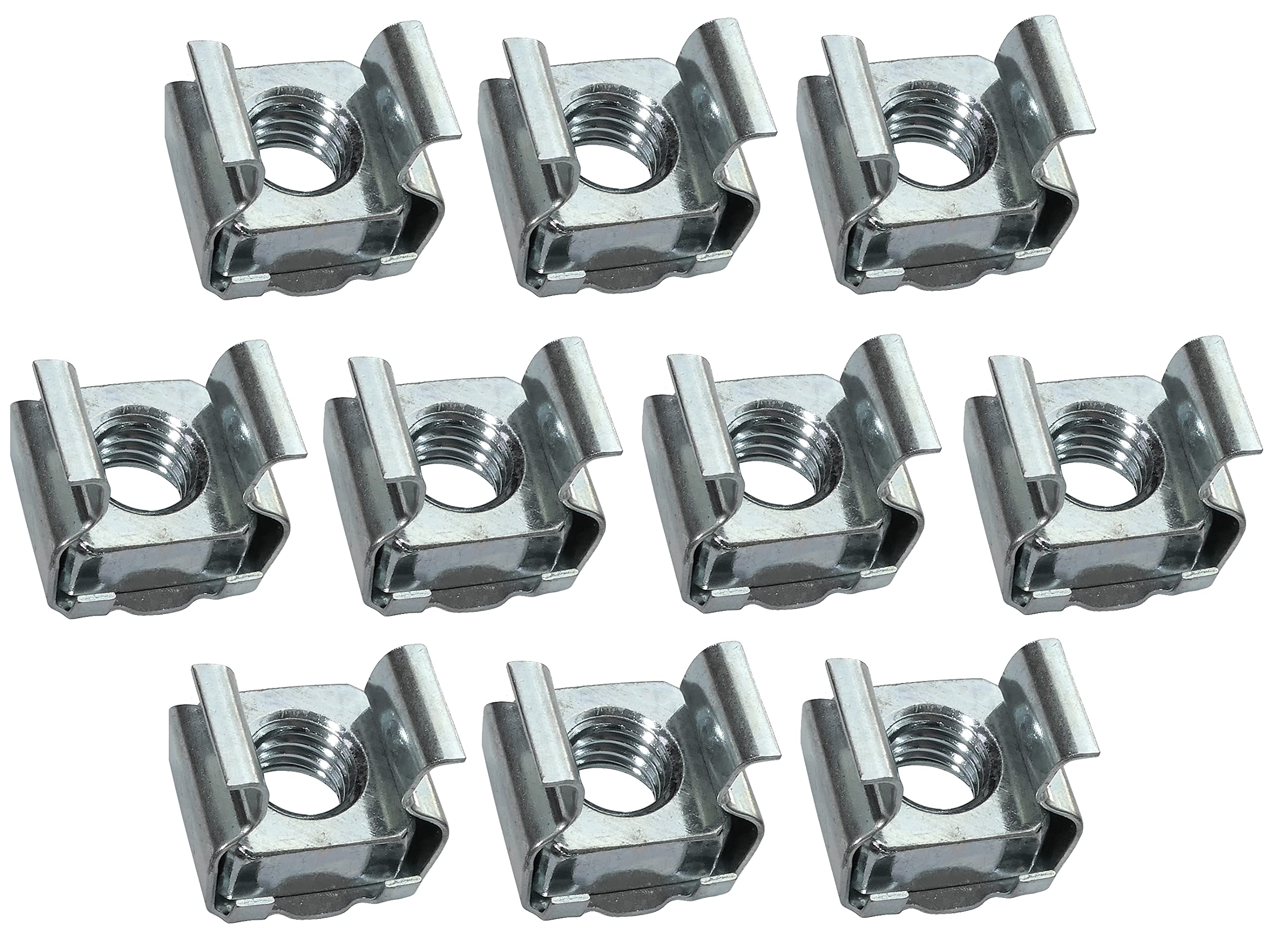 AERZETIX - Set di 10 Dadi ingabbiati quadrati - M6 - in acciaio al carbonio zincato - per lamiera - fissaggio a parete - C49674