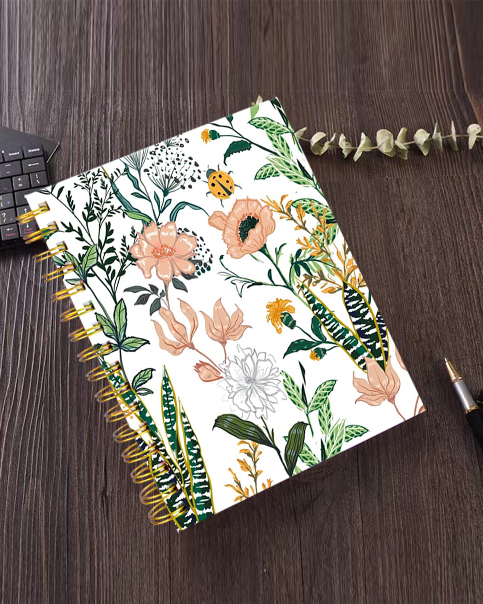 Iampanda Spiral Journal Notebook - Cute A5 College Ruled With Watercolor Floral Design