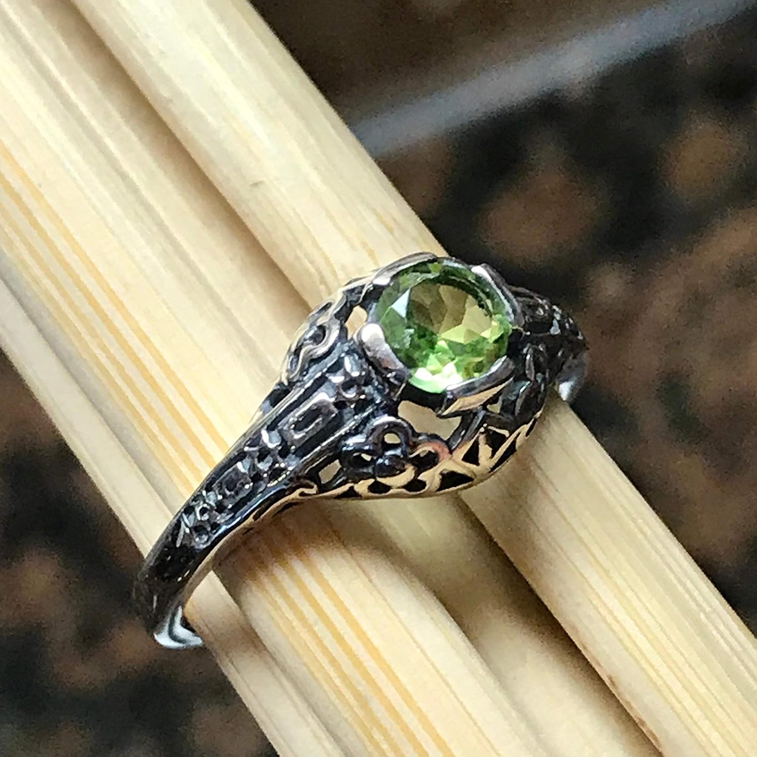 Genuine 0.5ct Green Peridot 925 Solid Sterling Silver Engagement Ring Size 5.75, 7, 8 - Image 8