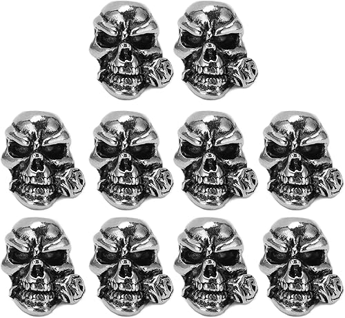 Miniatura 1 de 10 cuentas de calavera, cuentas de calavera de cuchillo de aleación de 0.2 pulgadas, cuentas de calavera para hacer joyas, cuentas de paracaídas,
