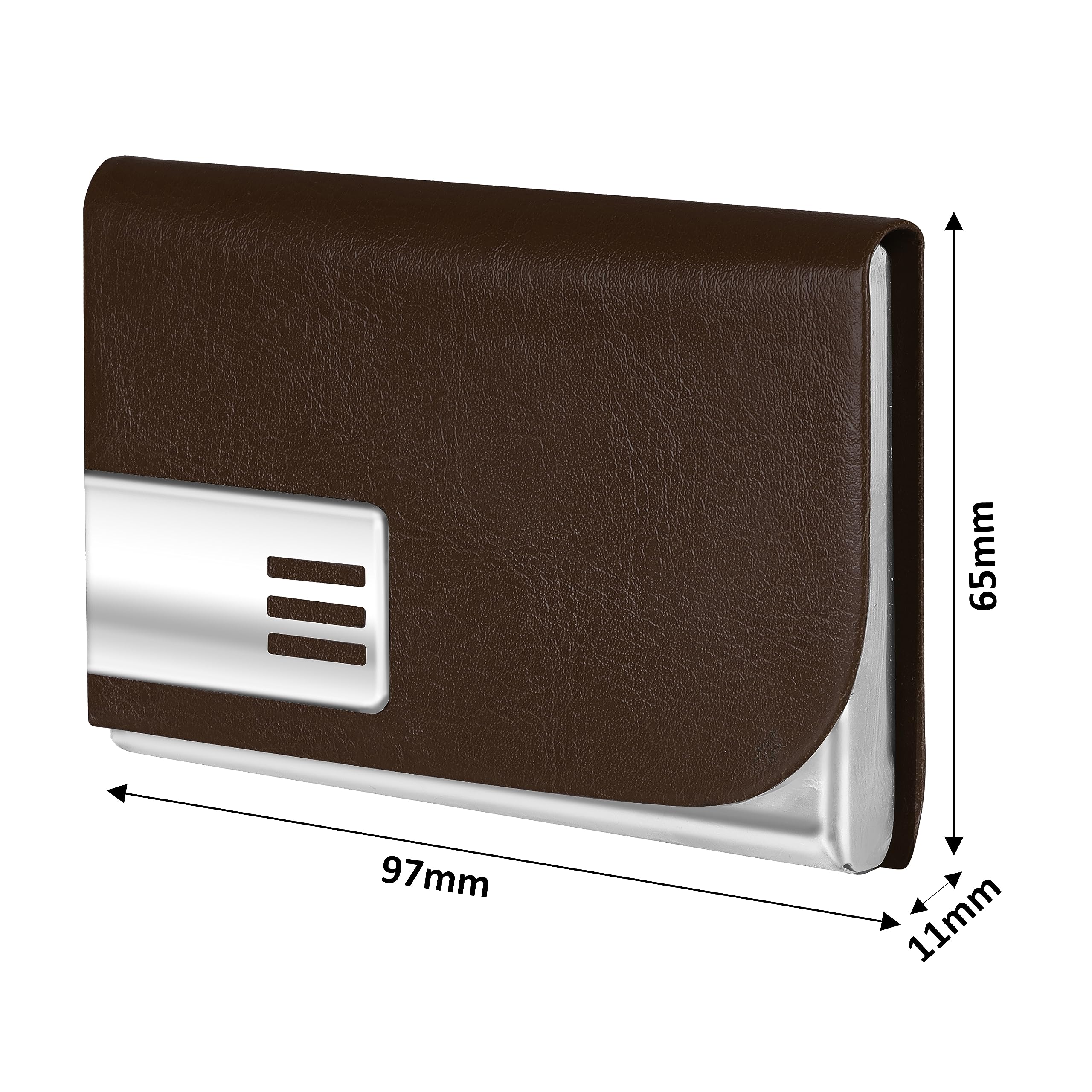 LOREM Brown Small Pocket Sized Metal ID, Credit-Debit Card Holder with Magnetic Shut Button for Men & Women WL606-UF-A 4