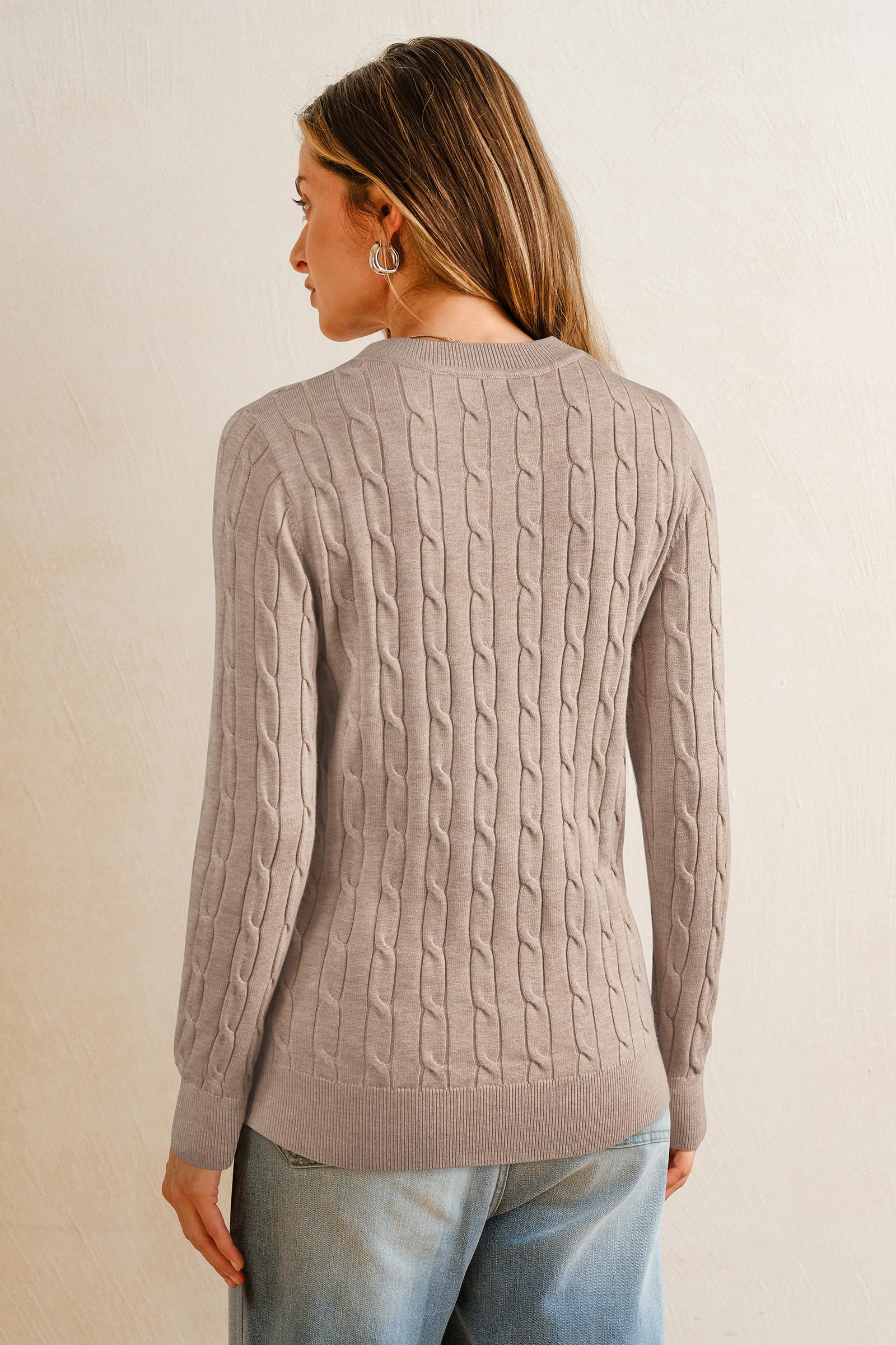 Arach&Cloz Donna Misto Cashmere Elegante Autunno Inverno Caldo Lavorato a Maglia Pullover Girocollo Maglione Camicetta Top