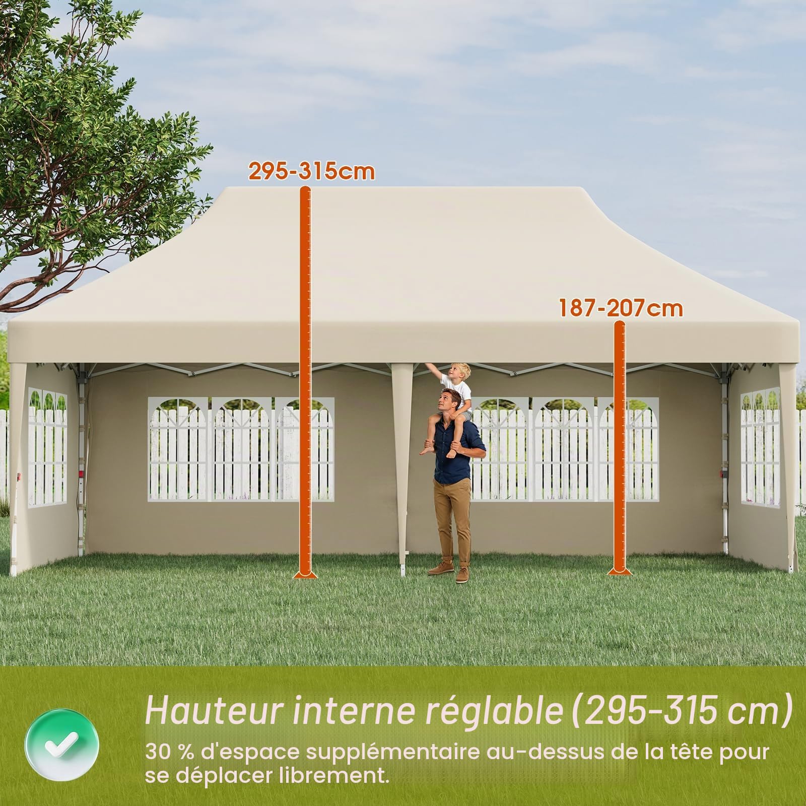 JUMMICO Tonnelle 3x6 Pliante Toile Oxford Imperméable Robuste Tente de Fête Jardin Camping Gris