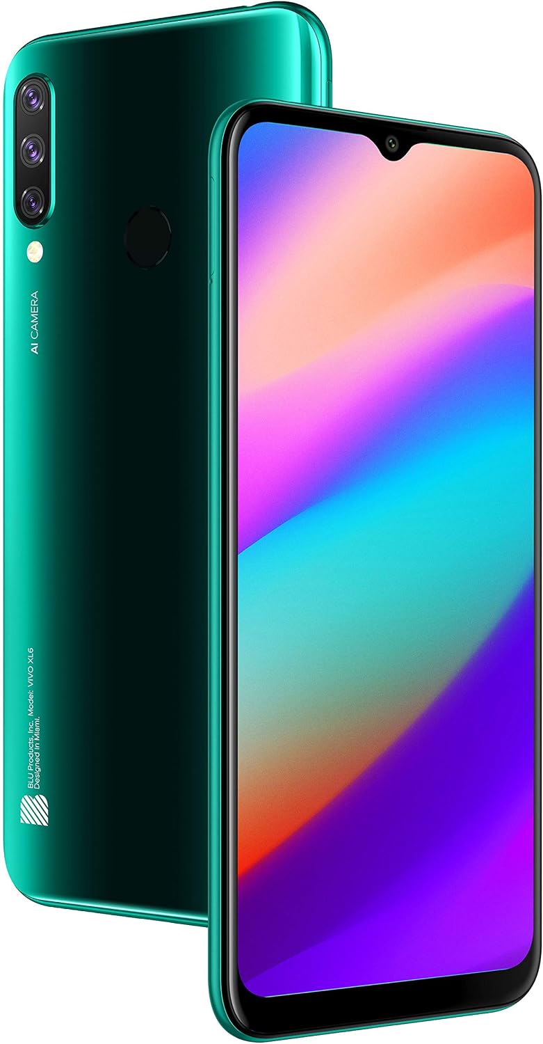 BLU Vivo XL6 – 6.5” HD+ Infinity Display, Triple Camera, 64GB+3GB RAM -Green