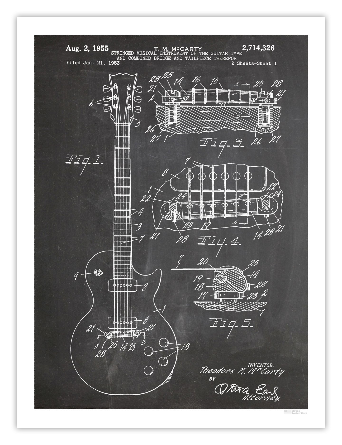 Amazon.co.jp: Gibson Les Paulギターポスター黒板米国特許ポスター