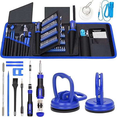 STREBITO Juego de destornilladores de precisión de 191 piezas + paquete de 2 ventosas, removedor de pantalla LCD para computadora, iPhone, laptop,