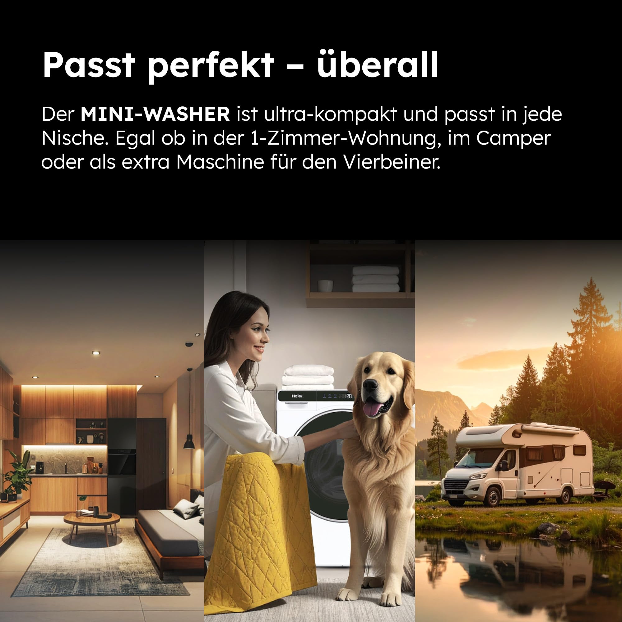 Haier Mini-Waschmaschine 5kg 51cm Breite 70cm Höhe 1200 U/Min Inverter-Motor A-Effizienz HW50-BP12307GU1