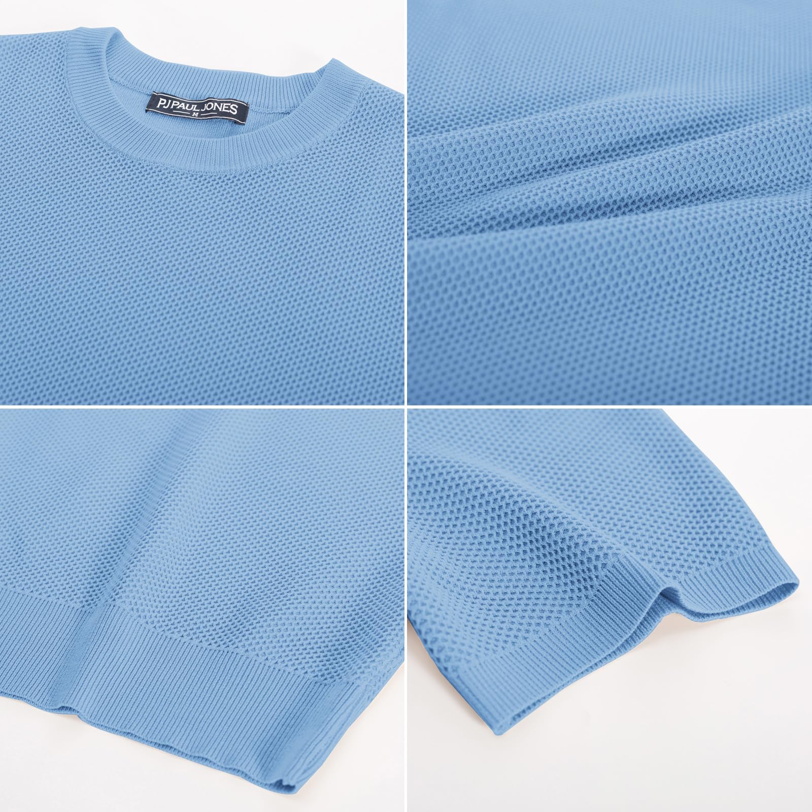 PJ PAUL JONES T-shirt da uomo Casual Maglia Manica Corta Girocollo A Nido D'ape Waffle Solido Maglia Pullover Tees