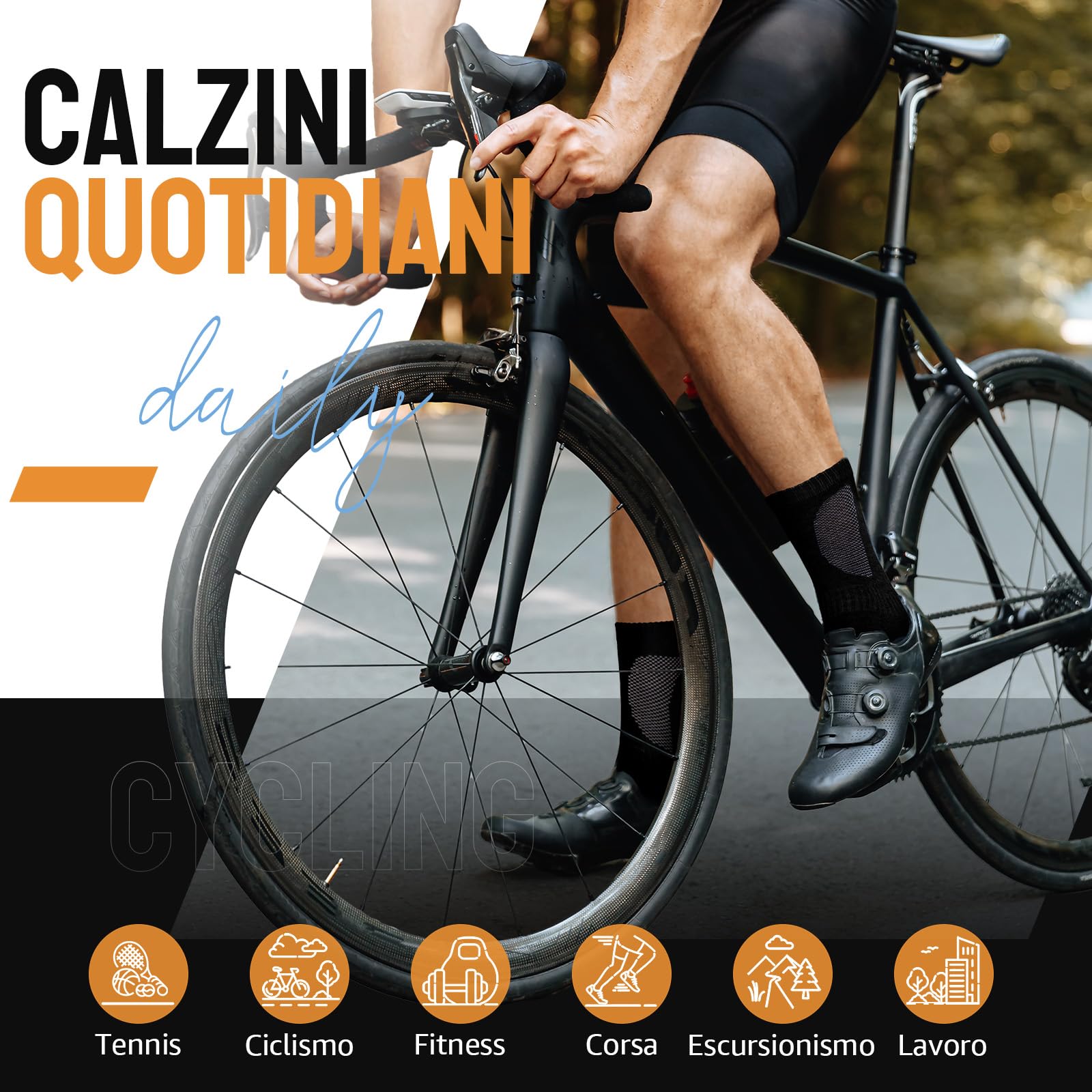 Alaplus Calze Uomo Donna Calde Traspiranti,calzini ciclismo Calzini lavoro Cotone Antiscivolo, Calzini Sportive Spugna Uomo Ideali per Running, Trekking