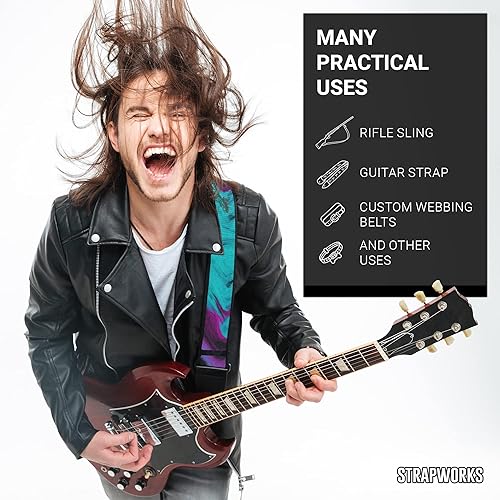 Miniatura 3 de Strapworks Print Poly Webbing - Correa de utilidad para actividades al aire libre, manualidades, correas de perro, 1 pulgada x 10 yardas, morado