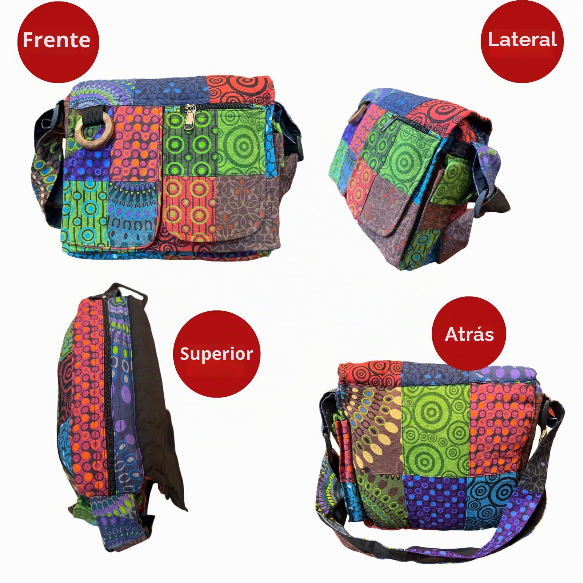 Bolso forrado en algodón étnico. Patrones étnicos impresos. Rabat, bolso de hombro de algodón para mujer, estilo indio étnico