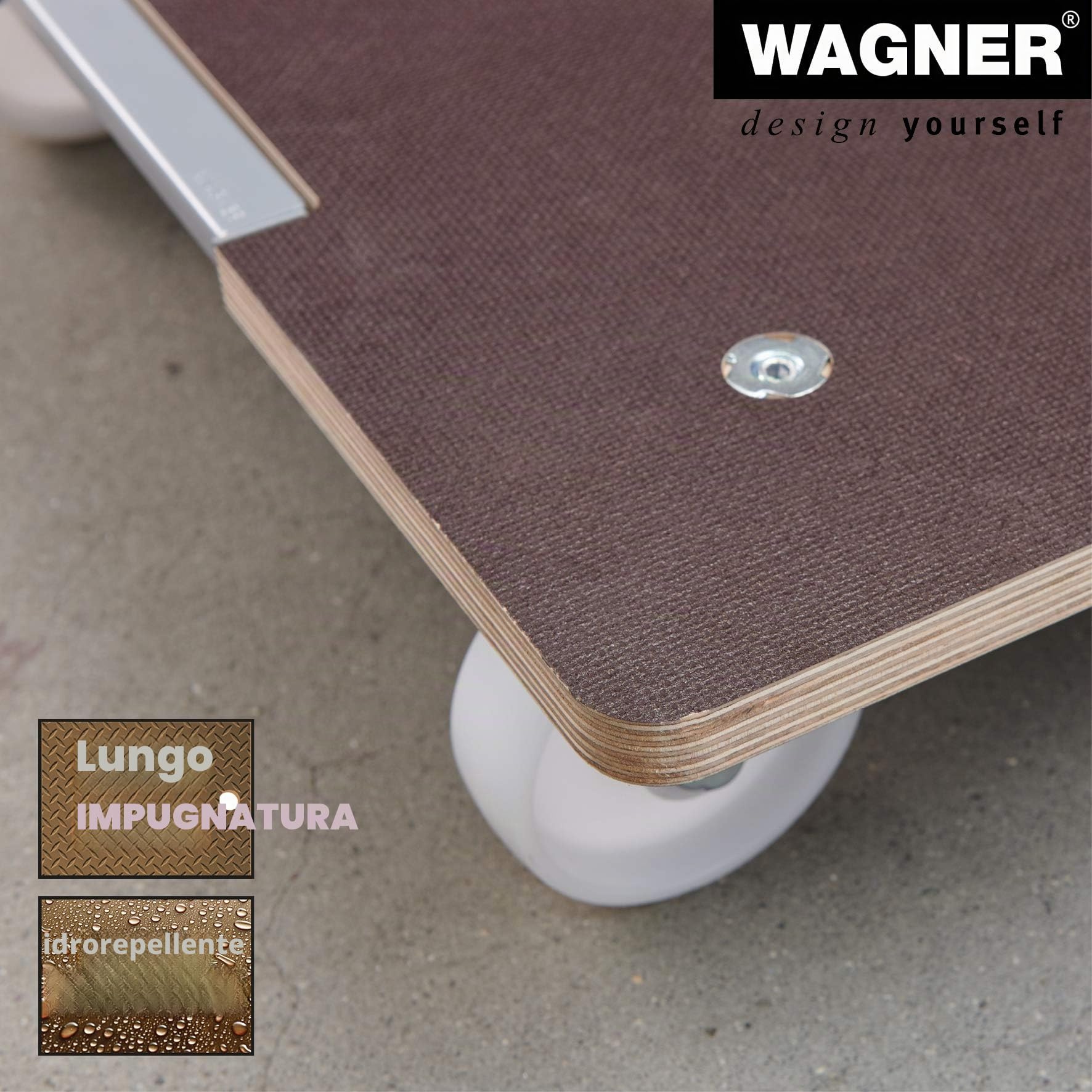 WAGNER Carrello da trasporto MM 1379 I 80 x 60 cm - ideale per contenitori impilabili con carichi pesanti I portata 400 kg I box di trasporto I superficie antiscivolo - 20137901