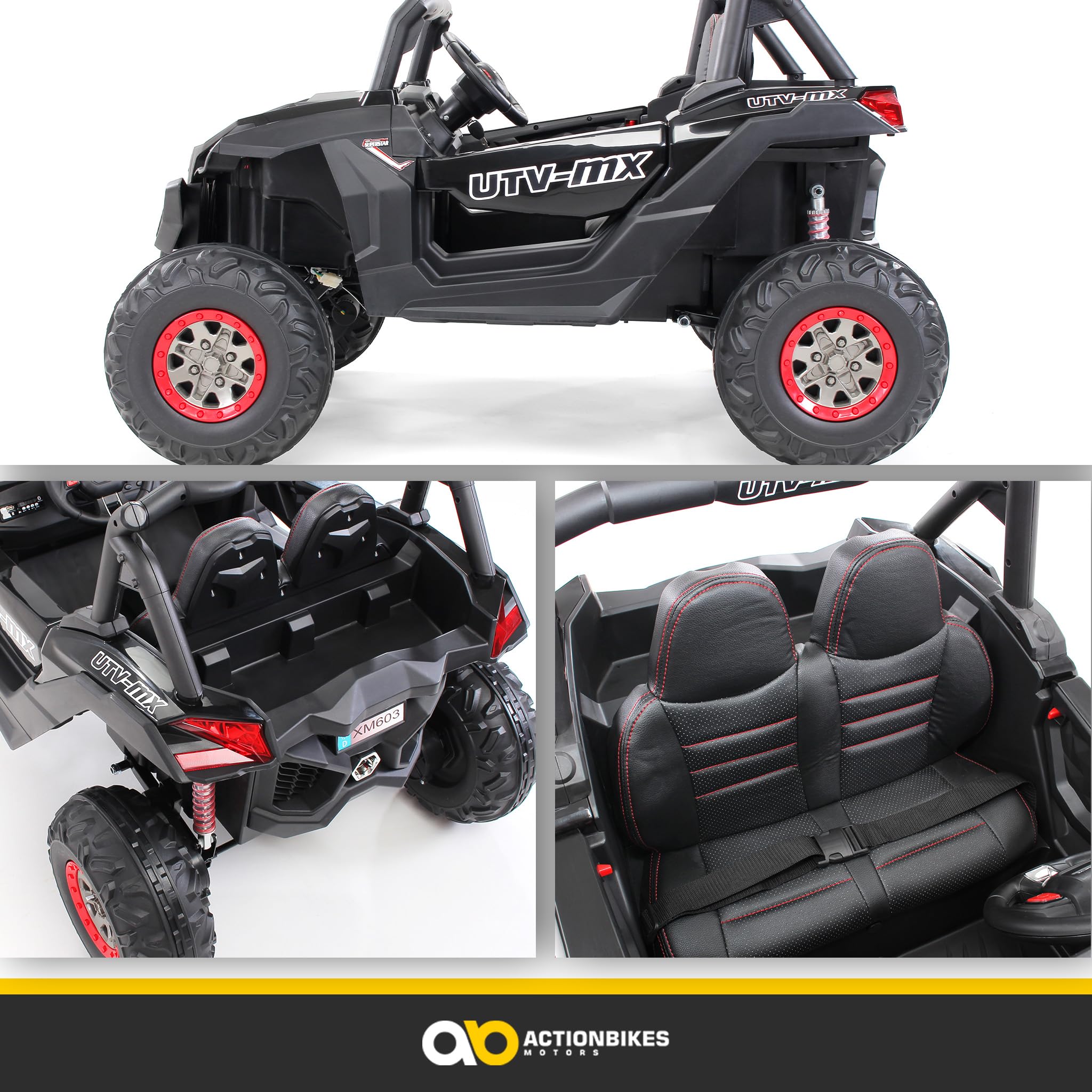 Actionbikes Motors Kinder Elektroauto UTV Buggy | Fernbedienung mit First Funktion - 4x4 Allrad Antrieb - Kinderauto elektrisch - Elektrofahrzeuge - Elektro Auto für Kinder ab 3 Jahre (Schwarz/Weiß)