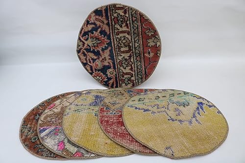 Juego de 6 placas auxiliares de Kilim vintage, accesorio de comedor, 16 x 16 pulgadas, servicio tejido a mano, cocina y comedor, juego de 23 unidades