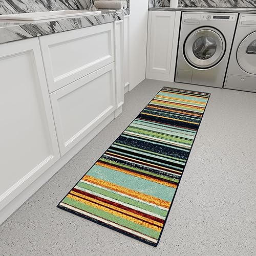 Miniatura 13 de Alfombra tradicional lavable a máquina, diseño de rayas vintage, antideslizante, 2 x 7 pies, para pasillo, cocina, dormitorio, sala de estar, 1 pies