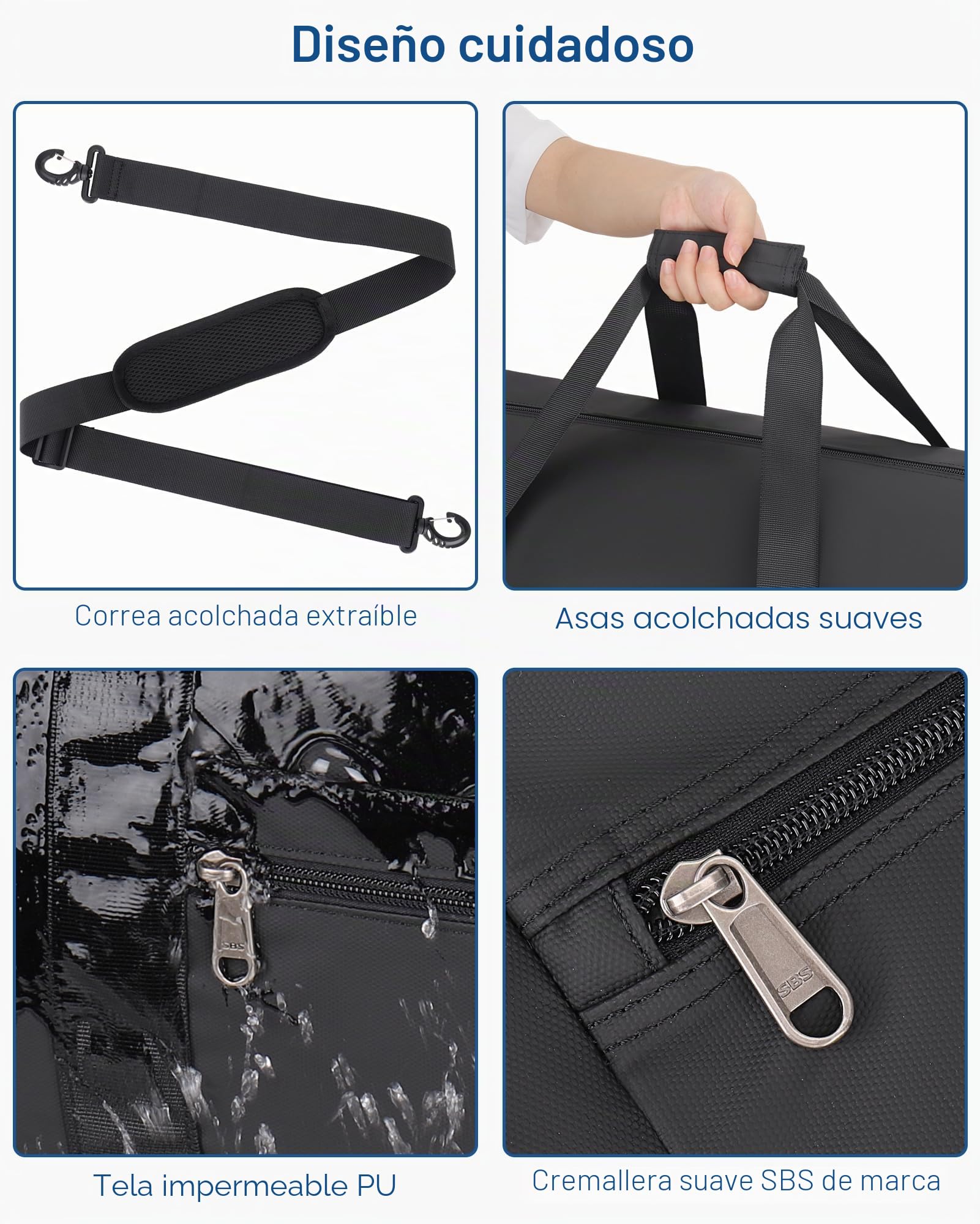 Urtala Bolsa de viaje plegable para hombre y mujer, Negro , 120L, Clásico