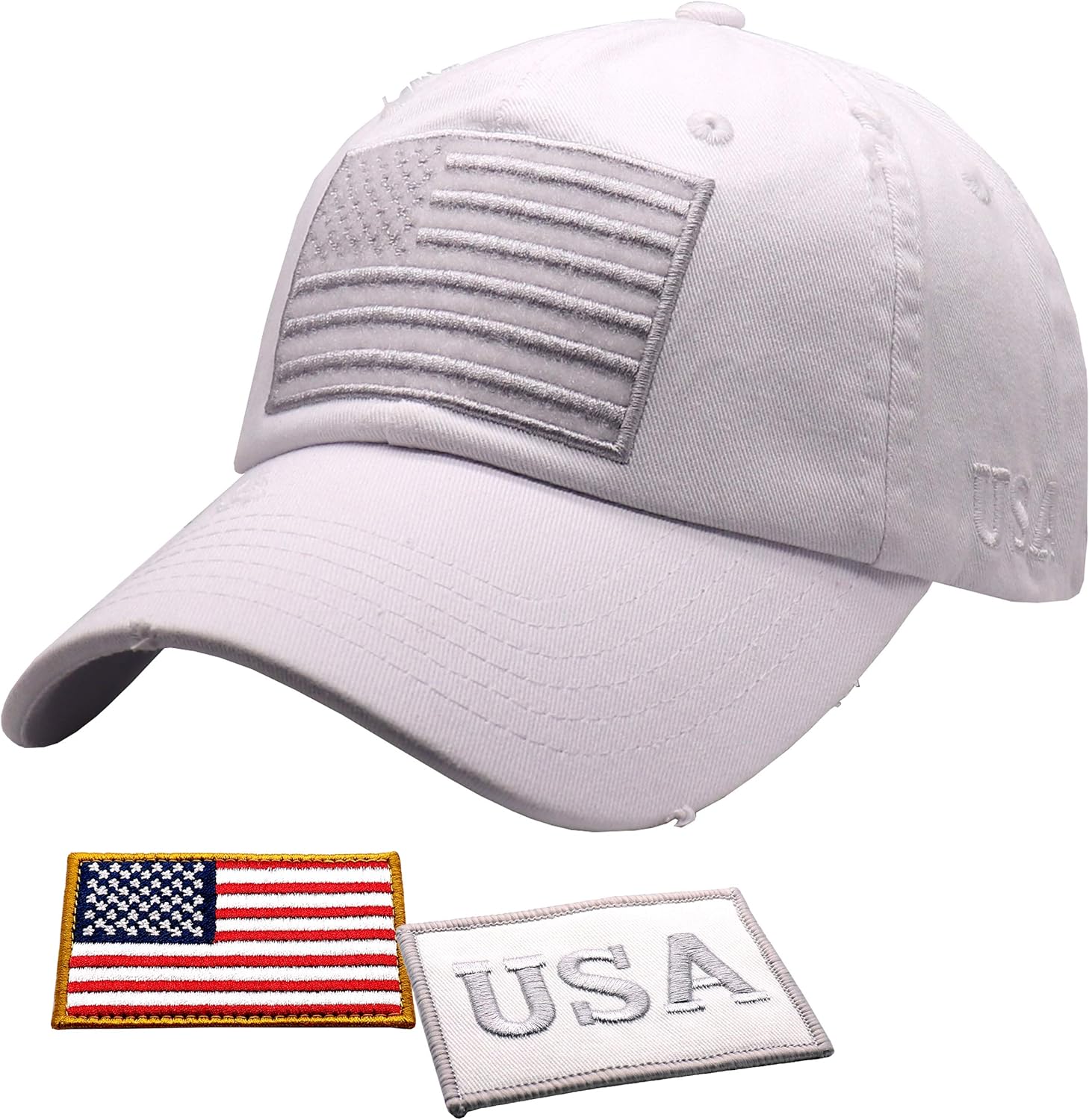 Antourage American Flag Unisex Baseball Hat for Men and Women | USA Flag Mesh Snapback Flat Visor Cap + 2 Patriotic Patches