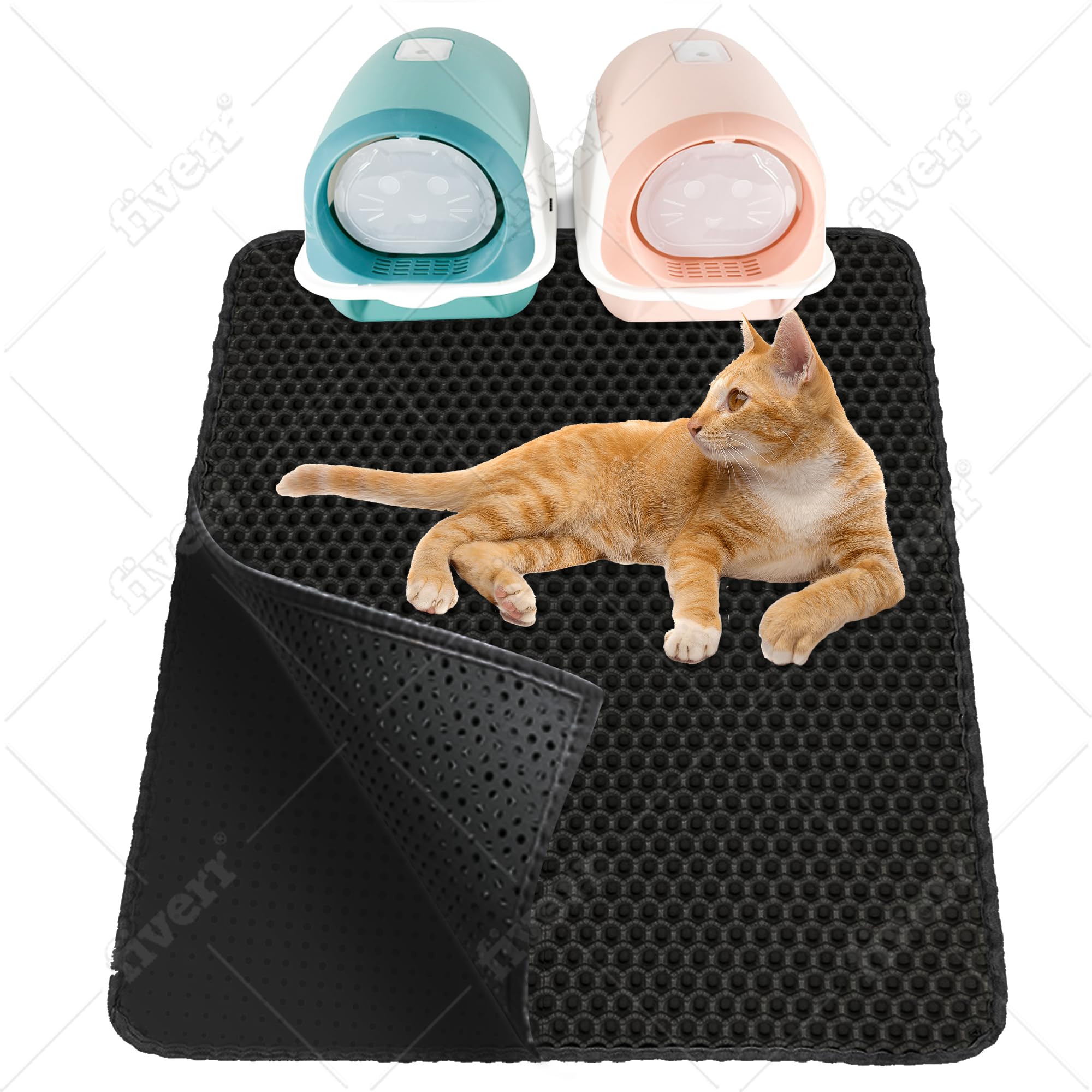 LINUMA Katzenklo Matte 90x76cm - Katzenstreu Fänger EVA Material