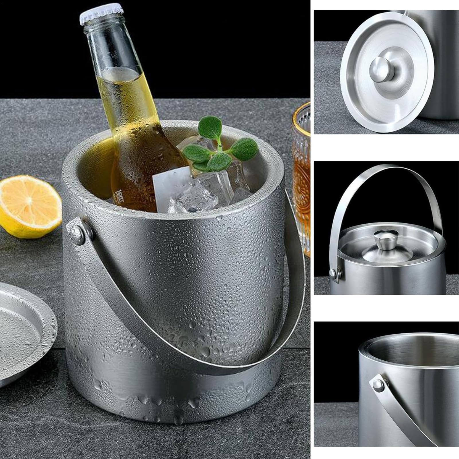 Edelstahl Eisbecher Champagner Eisbehälter | Wasserdichter Getränkebehälter für Camping Gartenpartys Picknicks