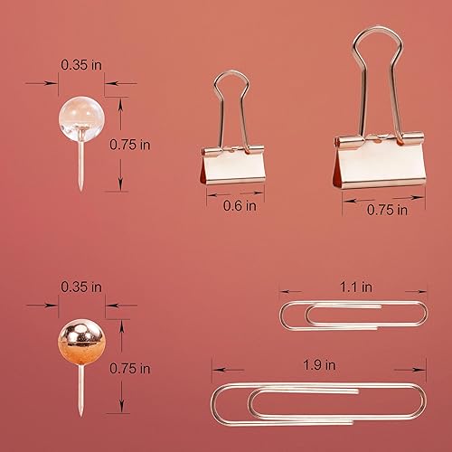 Miniatura 3 de Juego de clips de papel dorados, 160 piezas de suministros de oficina dorados y accesorios con clips dorados y clips grandes para carpetas de papel