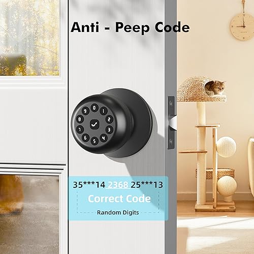 Miniatura 5 de Pomo de puerta inteligente con cerradura, cerradura de puerta de entrada sin llave para puerta delantera, cerraduras inteligentes con teclado,