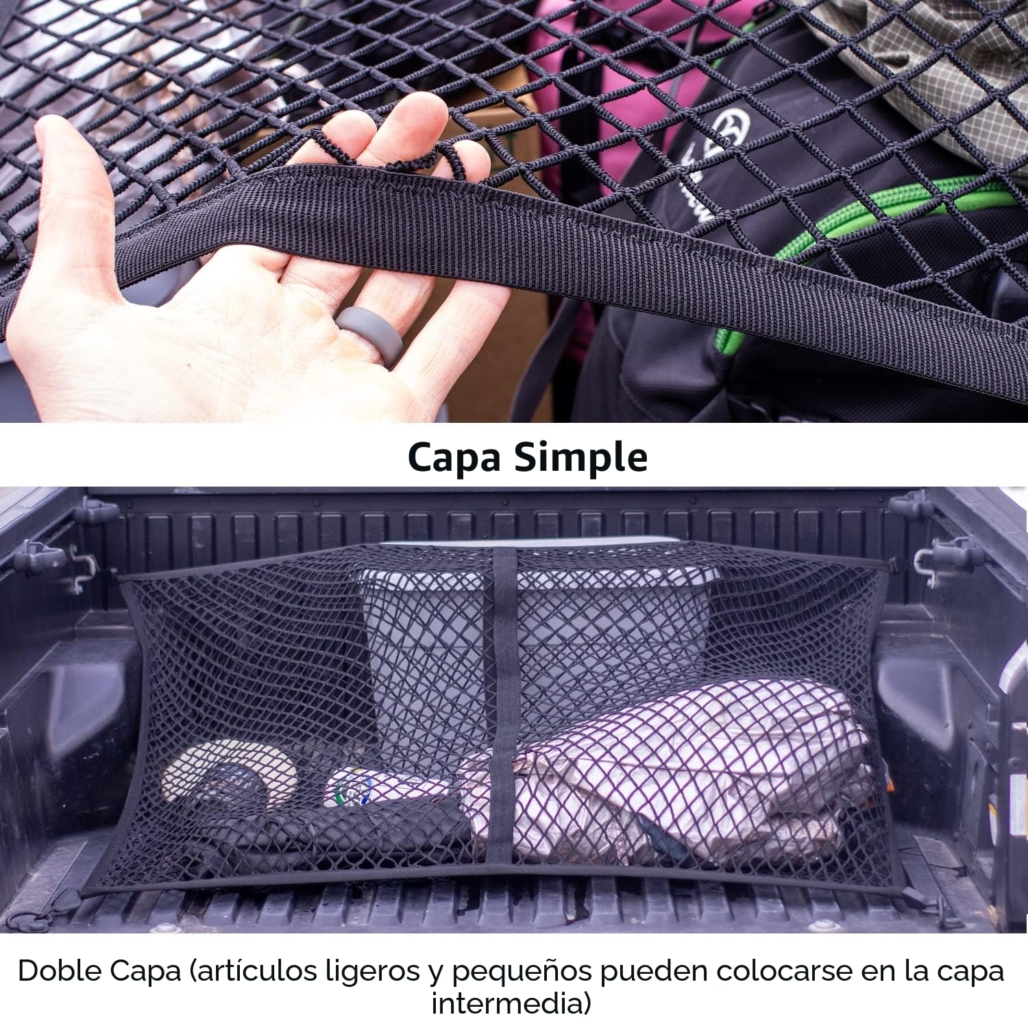 Red de Carga Altamente elástica, Organizador de Malla de Carga Simple para Cama de camión, Adecuado para Cargas Ligeras diarias de Camiones, 4 x 4 pies se estira a 7 x 7 pies (una Sola Capa)