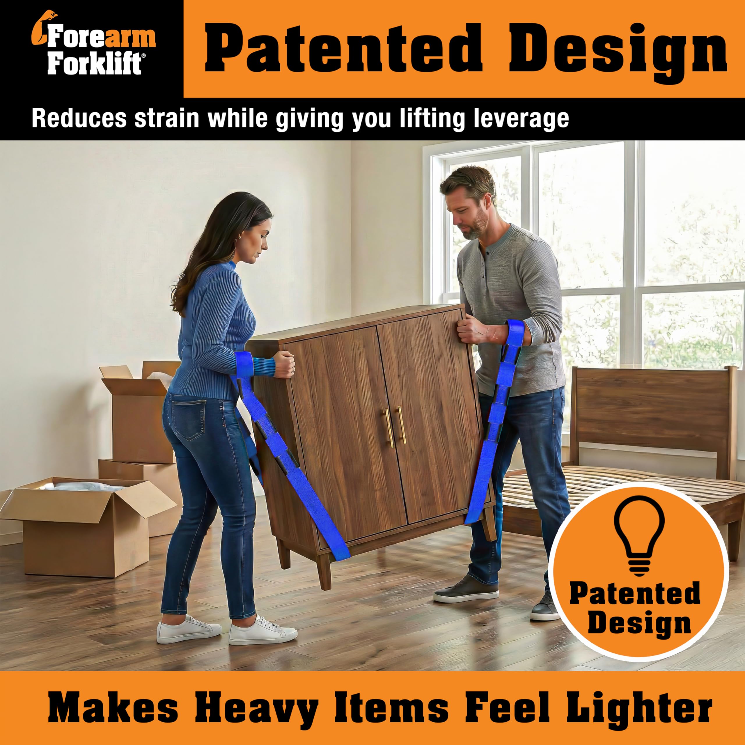 Forearm Forklift Cinghie di sollevamento e spostamento per 2 persone; sollevare, spostare e trasportare mobili, elettrodomestici, materassi o qualsiasi oggetto fino a 800 libbre in modo sicuro e