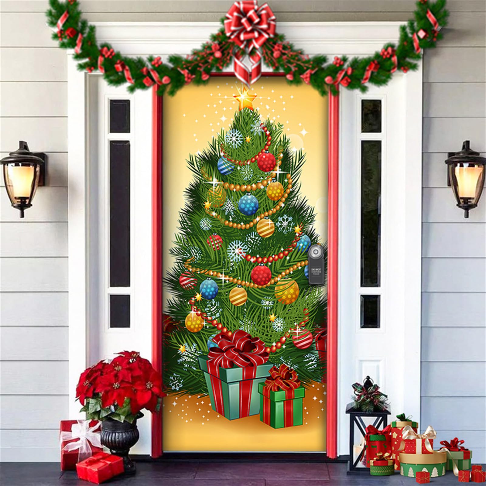 Tsophreniq Festival Door Curtain with Fade Resistant Polyester Materials for Christmas and New Year Decors Christmas Door Cover Polyester Holiday Decors