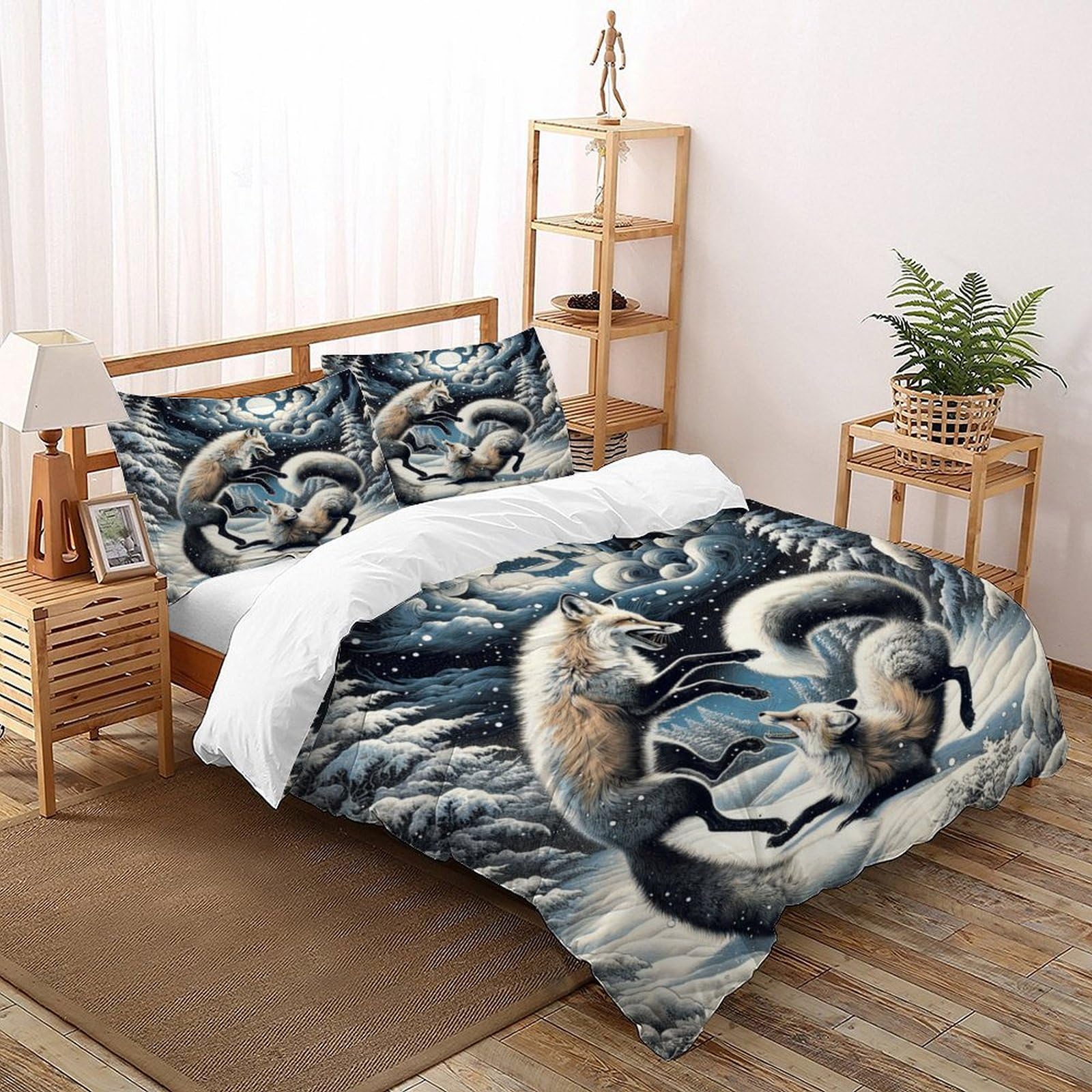 Linge de lit Snow Fox housse de couette microfibre haut de gamme avec finitions soignées