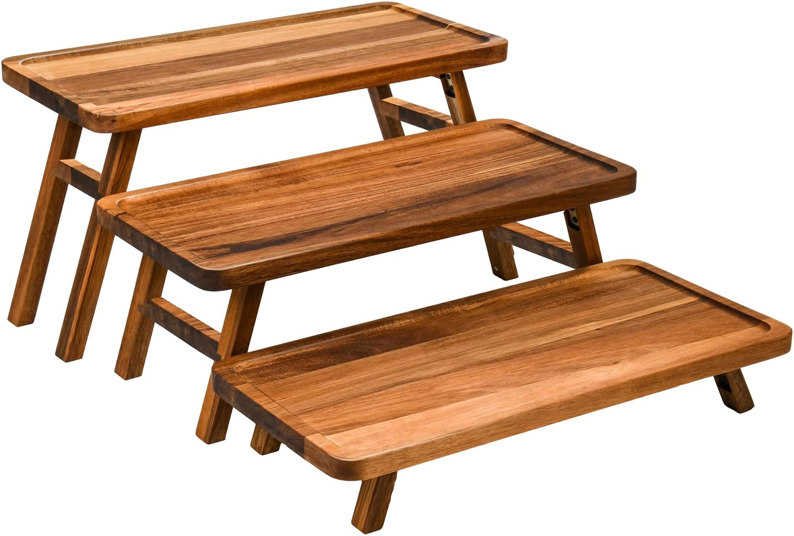 Photo 1 of GEHE 3 Tier Serving Stand, Acacia Wood Dessert Table Display Cupcake Stand, Rustic Foldable 3-Tiered Serving Trays & Platters, Large Charcuterie Board for Birthday Wedding Bridal Shower Tea Party