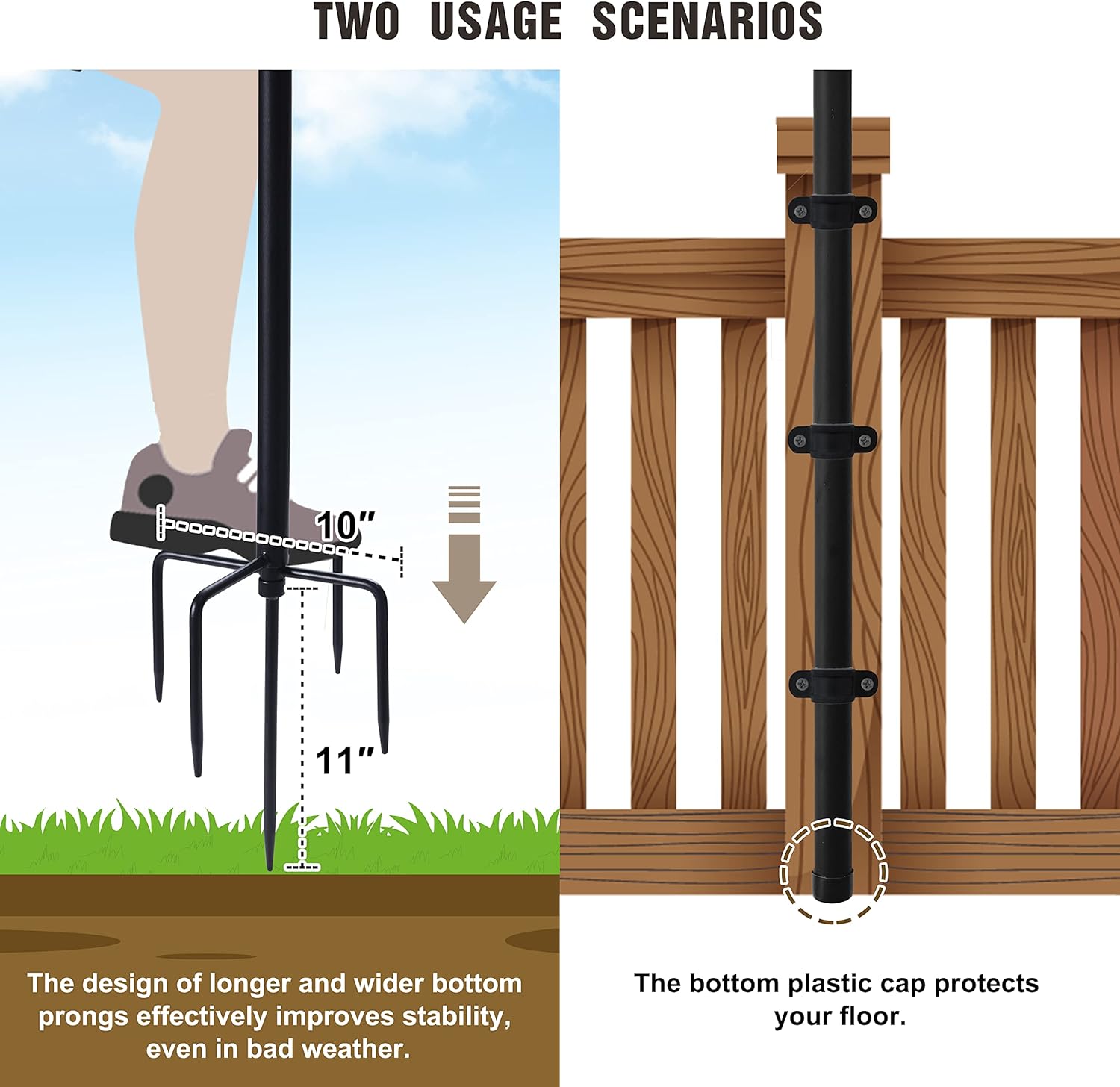 FLORECORD 2 Pack Heavy Duty 10ft Adjustable Outdoor Metal String Light Poles Lighting Stand to Hang LED Lights for Outside, Backyard Accessories, Garden, Wedding, Party