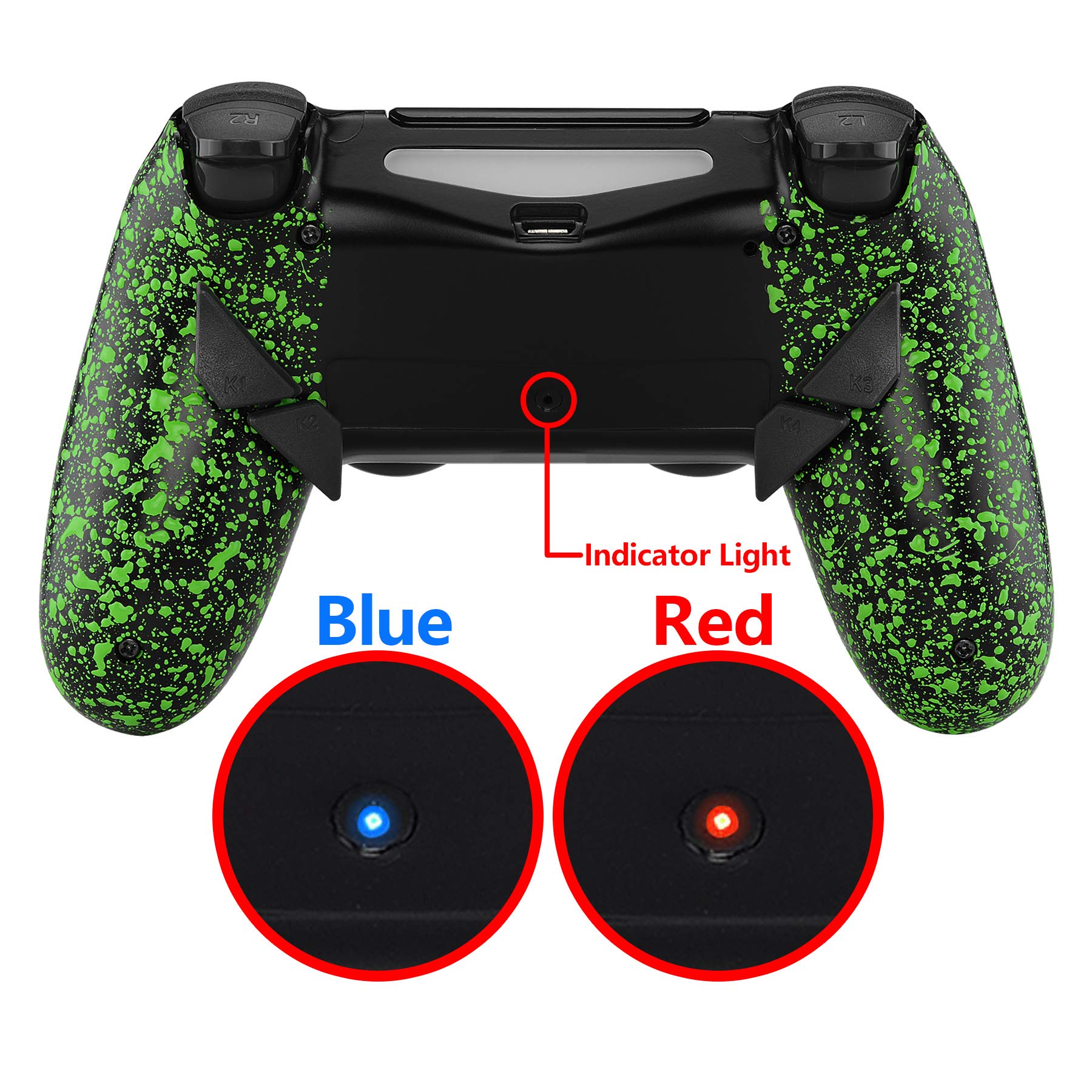 eXtremeRate Dawn Remap Kit für ps4 Controller, modifiziertes Rückgehäuse für ps4 Controller, mit 4 Rücktasten für Dawn Remap Kit für ps4 Controller JDM-040/050/055, Texturiertes Grün