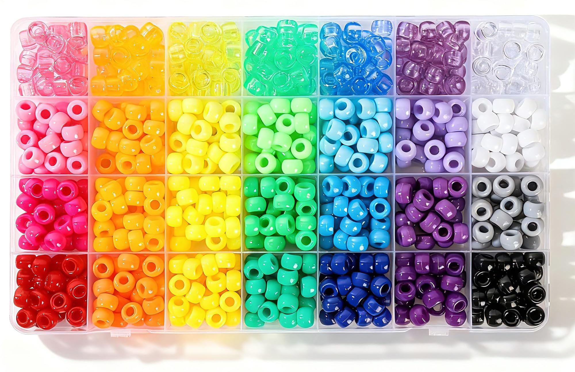 28 Colors Pony Beads Kit for Bracelets, 700PCS 6x9mm Plastic Kandi Beads Bulk for Jewelry Making