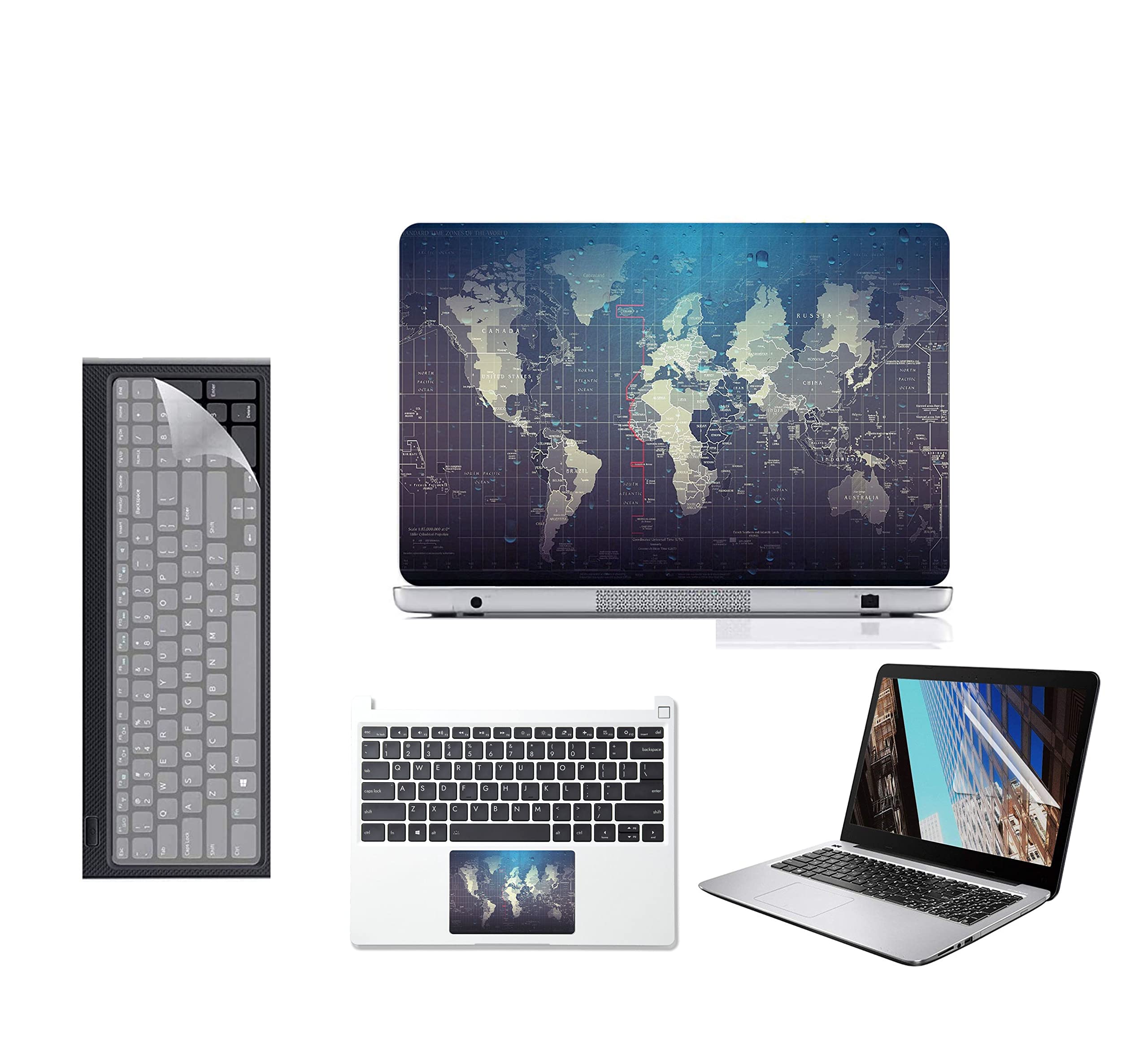 Ecomaholics4 in 1 Laptop Accessories combo - Laptop screen protector screenguard, Laptop skin, touchpad protector, Silicon keyboard cover - Laptop compete protection Kit - D63