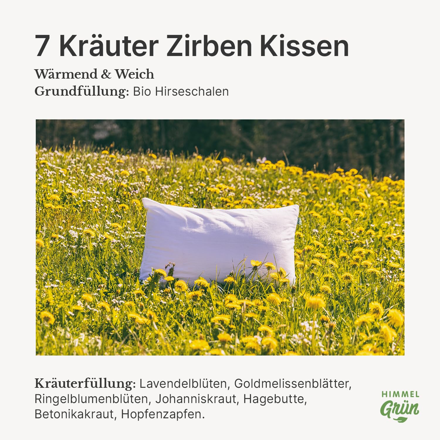 Zirbenkissen mit Kräutern - extra weiches Hirsekissen mit Kräutern und Zirbe - Zirben Kissen - Handgemacht - 40x60cm, Weiß mit Zipp(Hirse - Ruhekräutern und Zirbe (Weiß))
