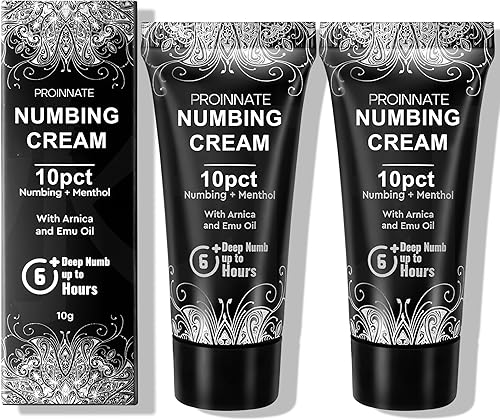 Crema adormecedora de tatuajes de máxima pureza 2 piezas (2 x 0.35 oz), 7 horas de fuerza máxima profunda sin dolor para tatuajes, depilación,