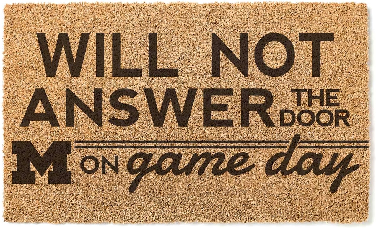 KH Sports Fan Michigan Wolverines Will Not Answer on Gameday Coir Doormat, 18x30 Inches, Wolverines Outdoor Rug; Display Your Team Spirit with This Unique Michigan Wolverines Doormat