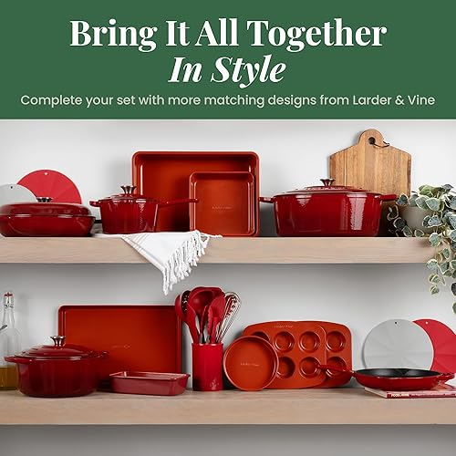 Miniatura 9 de Larder & Vine Juego de utensilios para hornear, sin PFASPFOSPTFE, acero aluminizado resistente con acabado de cerámica, incluye sartenes, molde para