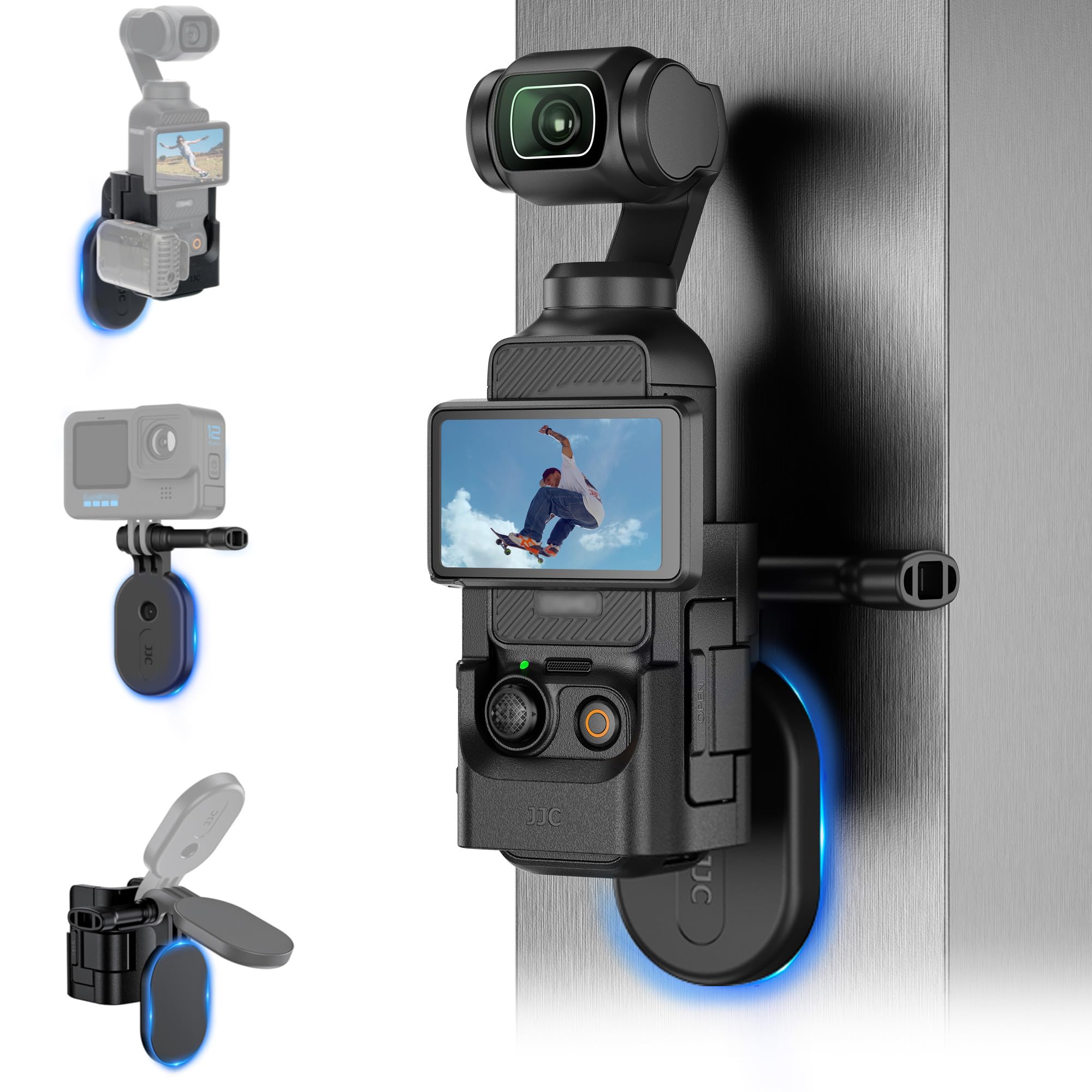 Magnetic Mount Compatible with DJI Osmo Pocket 3,Detachable Pocket 3 Magnetic Stand Bracket Extension Cage Adapter with Cold Shoe,Compact Magnet