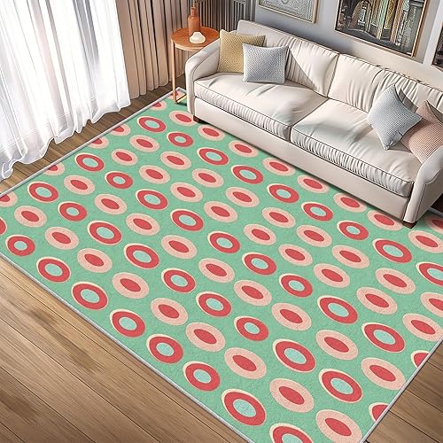 Miniatura 2 de Mid Century Rugs for Living Room, 3x5 70s Retro Modern Abstract Area Rug, Mid Century Decor for Home Bedroom, Non Slip Washable Soft Indoor Carpet