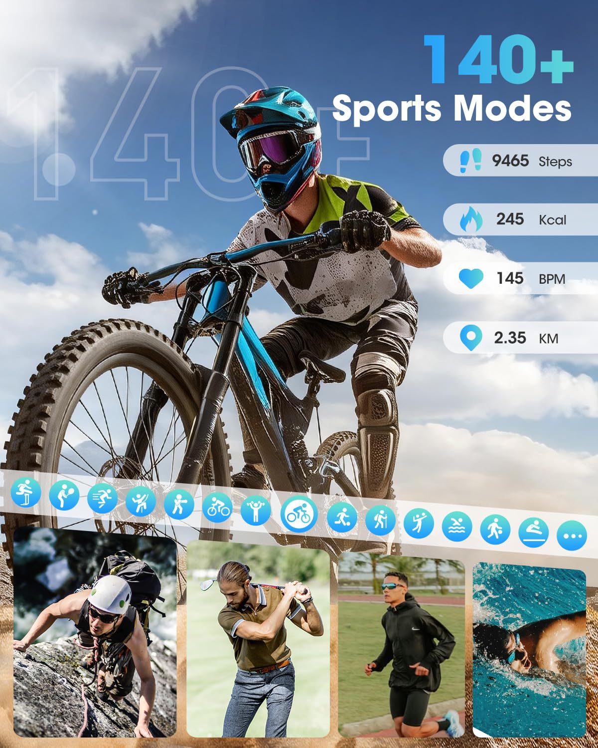 Reloj Inteligente Salud Hombre con ECG/HRV/IMC, 1.96" AMOLED Pantalla Negro | Presión Arterial, 24H Frecuencia Cardíaca, SpO2, Sueño, 140+ Deportes en Interior y Exterior, Temperatura, Android iOS