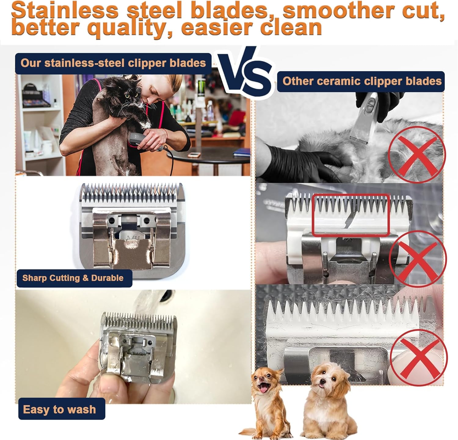 Pet Grooming Clipper Replacement Blades, Detachable Blade Compatible with andis/wahl/Oster Dog Clippers (S50-2PCS)