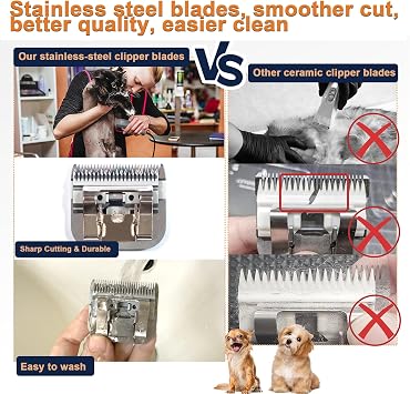 Professional Dog Clipper Blades, 30 0.5mm Dog Grooming Clippers with Detachable Blade Compatible for Oster Andis Wahl Conair A5 Model Series, Sharp, Hardness