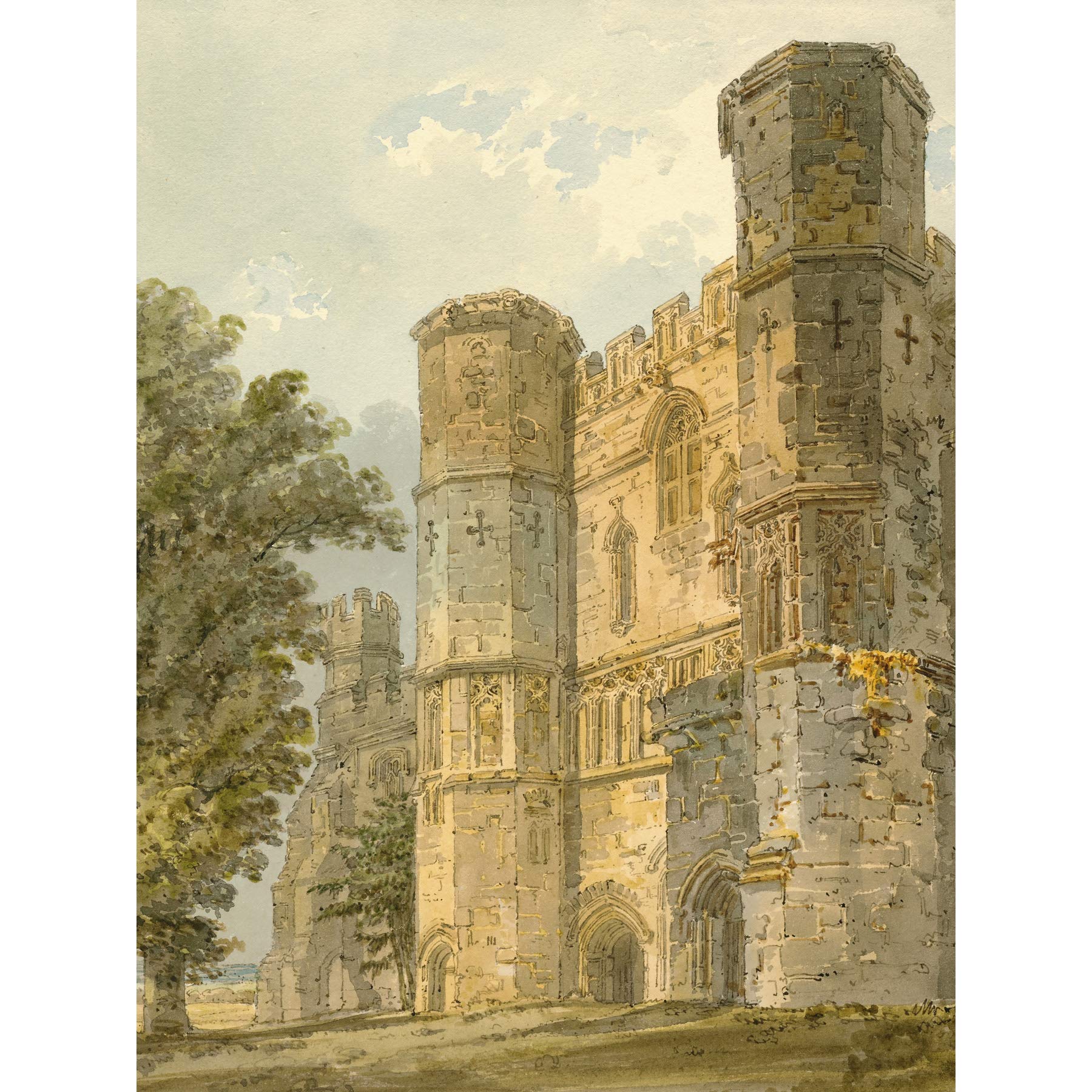 Artery8 Girtin The Gatehouse Of Battle Abbey Sussex 1794 Painting Premium Wall Art Canvas Print 18X24 Inch