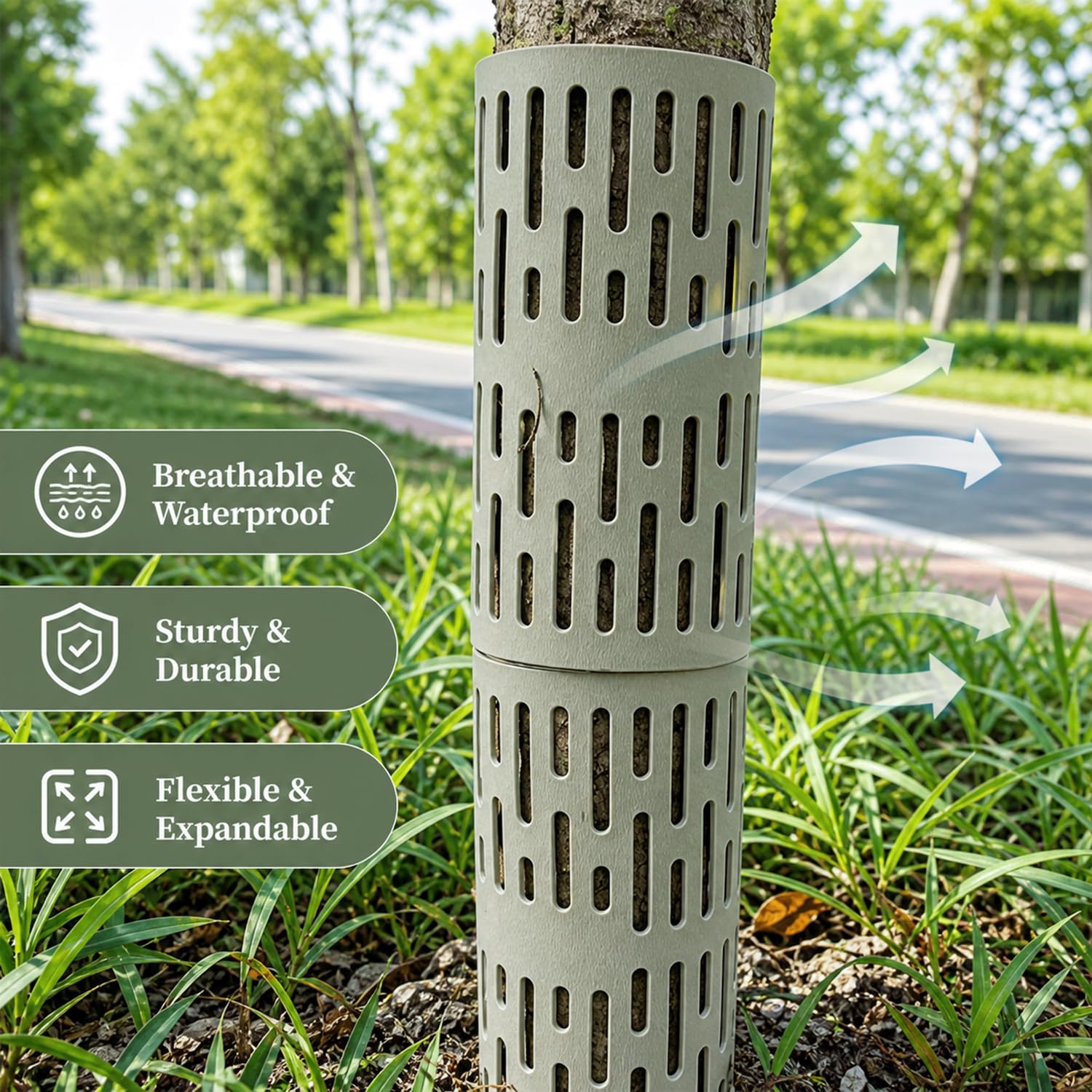 8 Pezzi Protezione per tronco d'albero Con 20 Cravatte Zip, Protezione per Alberi per prevenire i Tosaerba,Protezioni per Corteccia,Protezione Dell'albero in Plastica Resistente Alle Intemperie