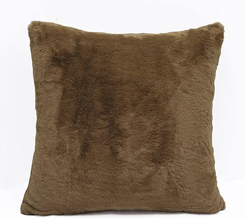 Miniatura 6 de Juego de 2 fundas de almohada cuadradas decorativas de piel sintética de color liso de 20 x 20 pulgadas, fundas de almohada suaves de felpa para