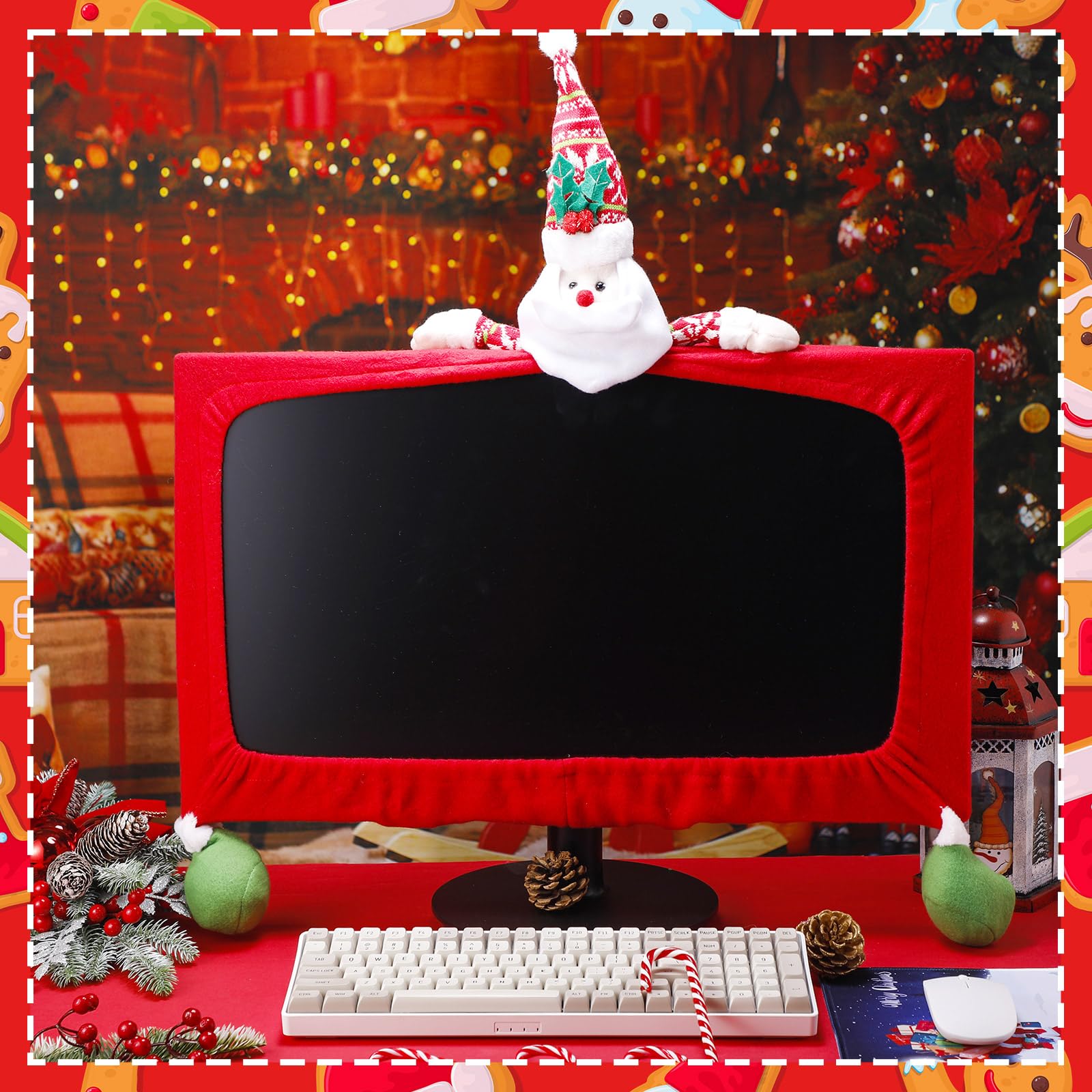 Amazon.co.jp: Yaocom クリスマスコンピューターモニターカバーと 